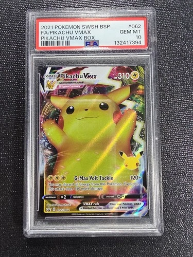2021 Pokemon Swsh Black Star Promo #062 Fa/Pikachu Vmax Pikachu Vmax Box PSA 10