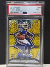 James Cook 2022 Panini Mosaic GOLD Sparkle Prizm SSP #285 BILLS PSA 9 Rookie