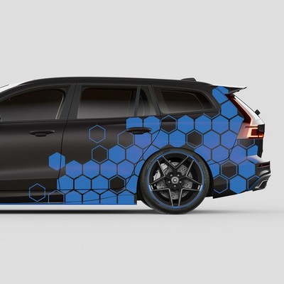 Auto Waben Aufkleber Set ''Azurblau'' Hexagon Honeycomb Folie Dekor KX078-08