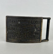 Vintage- Levi Strauss  Co. Original Riveted Brass Belt Buckle 1970s Made in USA