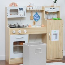 Wooden Play Kitchen for Kids, Kitchen Playset for Toddlers with Ice Maker,Sto...