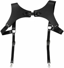 Belt PU Leathers Suspenders for Men, Vintage Men Harness Punk Apparels Black