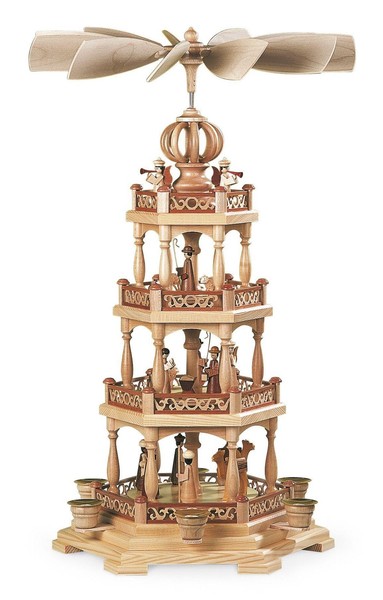 Tischpyramide Heilige Geschichte Mit Engel 3-StöCkig Natur (Lxbxh):33X29X55Cm-image