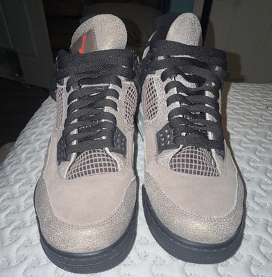 Jordan Air Jordan 4 Mid Top Gray/Black/Red Suede Lace Up Basketball Sneakers