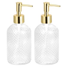 2Pcs 17Oz Glass Dish Hand Soap Dispenser with Pump for Kitchen Bathroom Clear
