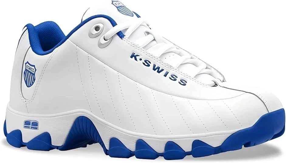 Extra Wide Man K-Swiss Tennis Training Shoe 03426-117-XW White/Classic Blue New