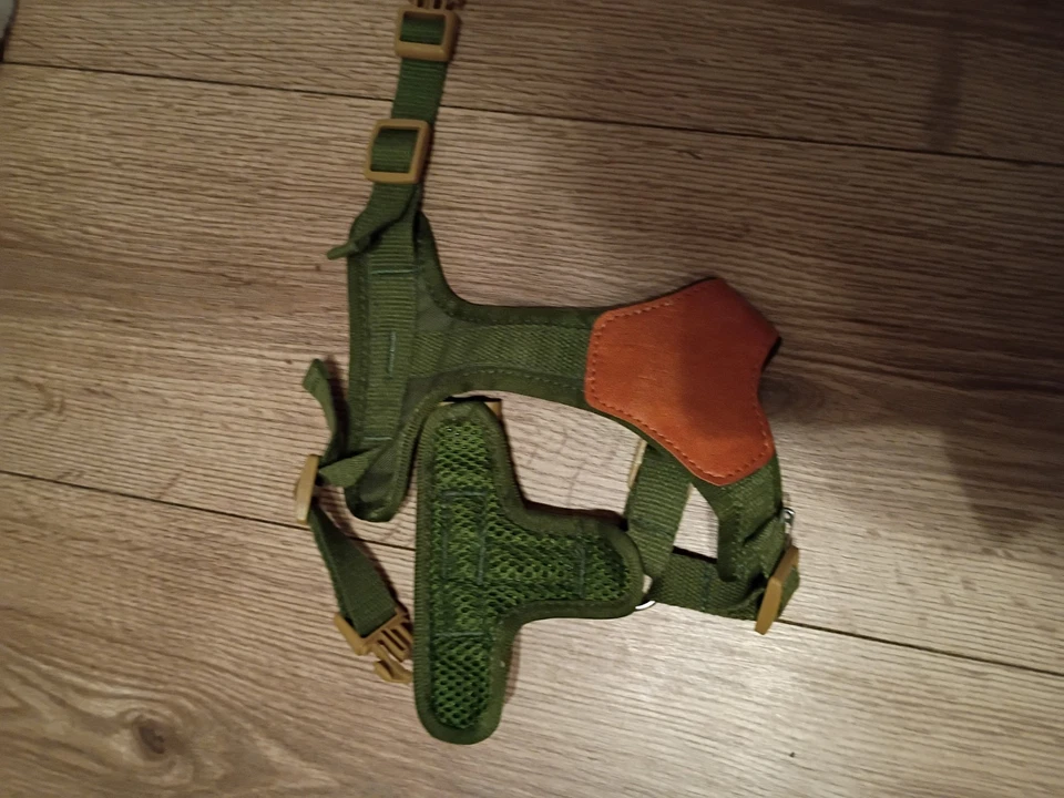 Dachshund Print white brown multi color/Green Harness For Small Dog - Image 2 of 3