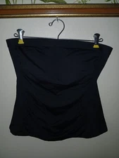 Lands' End Women's 8 Strapless Tankini Tune Swim Lined Cup Top Slimming Black