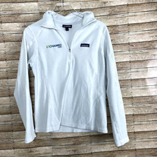 Patagonia Women's Micro D fleece White 1/4 zip Sweatshirt Size M LOGO