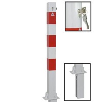 Absperrpfosten Herausnehmbar Klappbar 70 X 70 Mm Weiß Rot Profilzylinderschloss