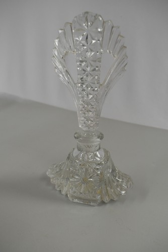 Antique Art Deco Perfume Bottle w/ Stopper Fan Shape Bohemian 7"