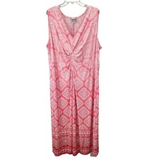 Catherines Maxi Dress Twist Front Slinky Sleeveless Plus Size 3X 26/28 Pink NWOT