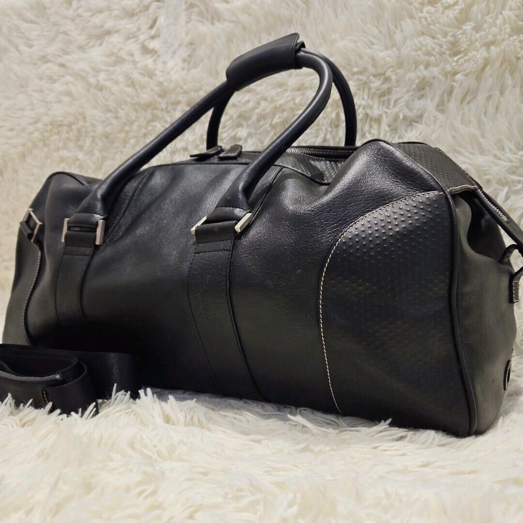 Dunhill 2-way Boston Bag Shoulder Bag Leather Black Large Dunhill 2-way Boston Bag Shoulder Bag Leather Black Large