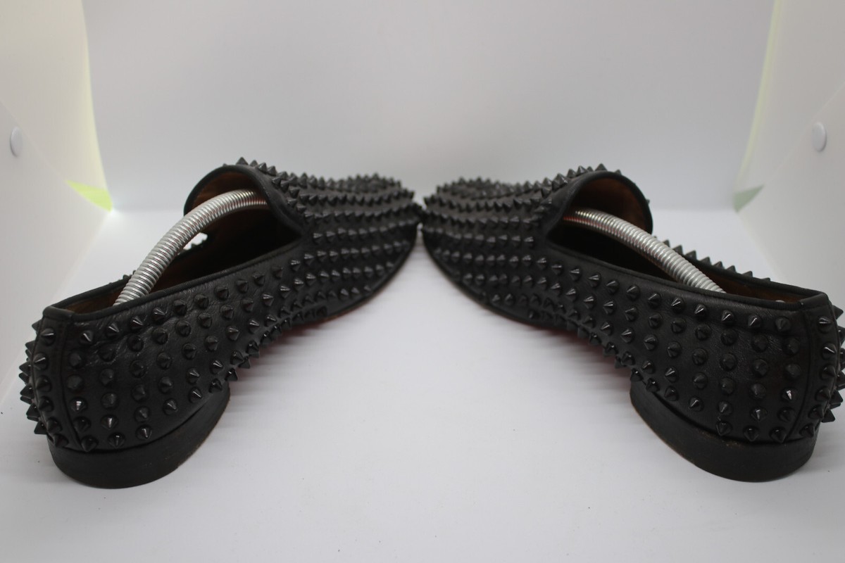 $1,400 Christian Louboutin Rollerboy Spikes Flat Black Leather Loafers 40 / 7 US Christian Louboutin Rollerboy Spikes Flat Black Leather  main image 2