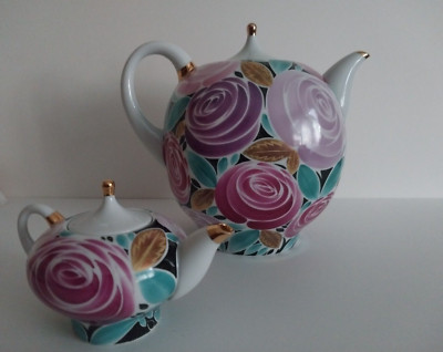 Russian Lomonosov LFZ Porcelain  Teapot set.  Super Rare.   Handpainted.