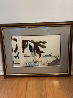Framed Crochet Art - Duck Taking Flight (Sample) - 21.5'' x 16.5''