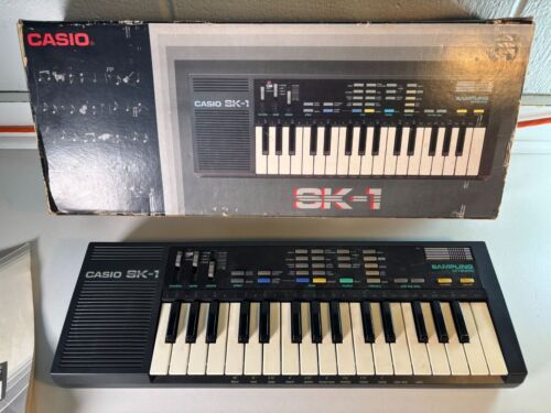 Casio SK-1 Sampling Keyboard With Original Box & Manual for parts or repair READ