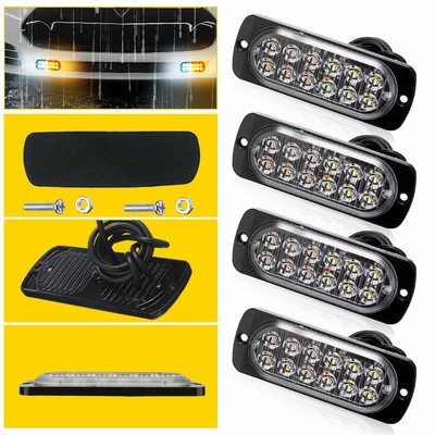 Amber LED Emergency White Warning Hazard Side Marker Flash Strobe Light w/Remote