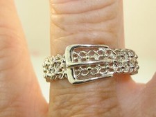 LOVELY STERLING SILVER FILIGREE BUCKLE RING SZ 9