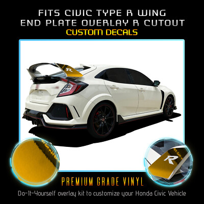 For 2017-2020 Civic Type R Wing End Plate Overlay Accent Decals V2 Chrome Vinyl