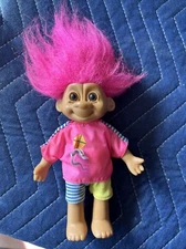 Russ Troll Doll 7” blue Hair Brown Eyes - VINTAGE