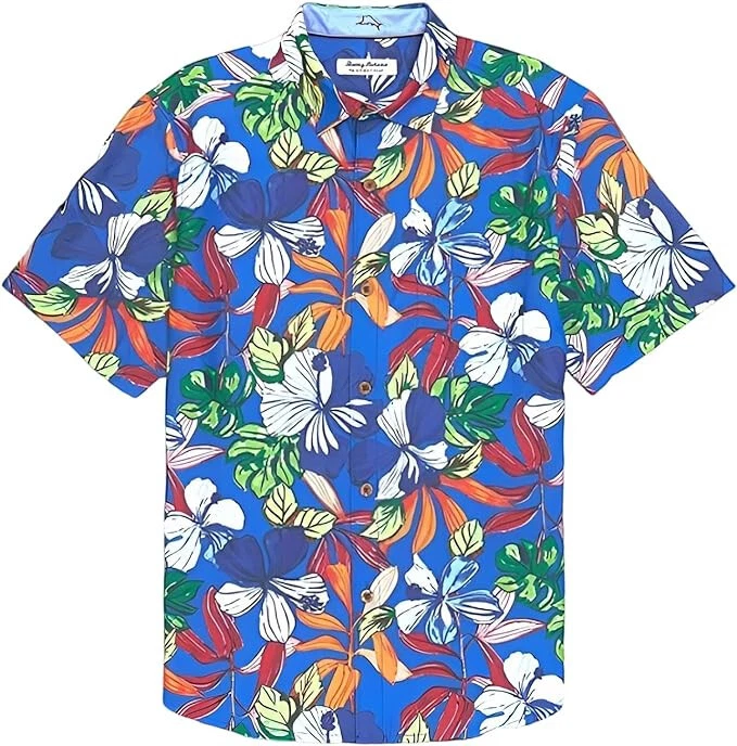Tommy Bahama Coconut Point Luau Camp Shirt (Color: Blue Aster, Size X Large)