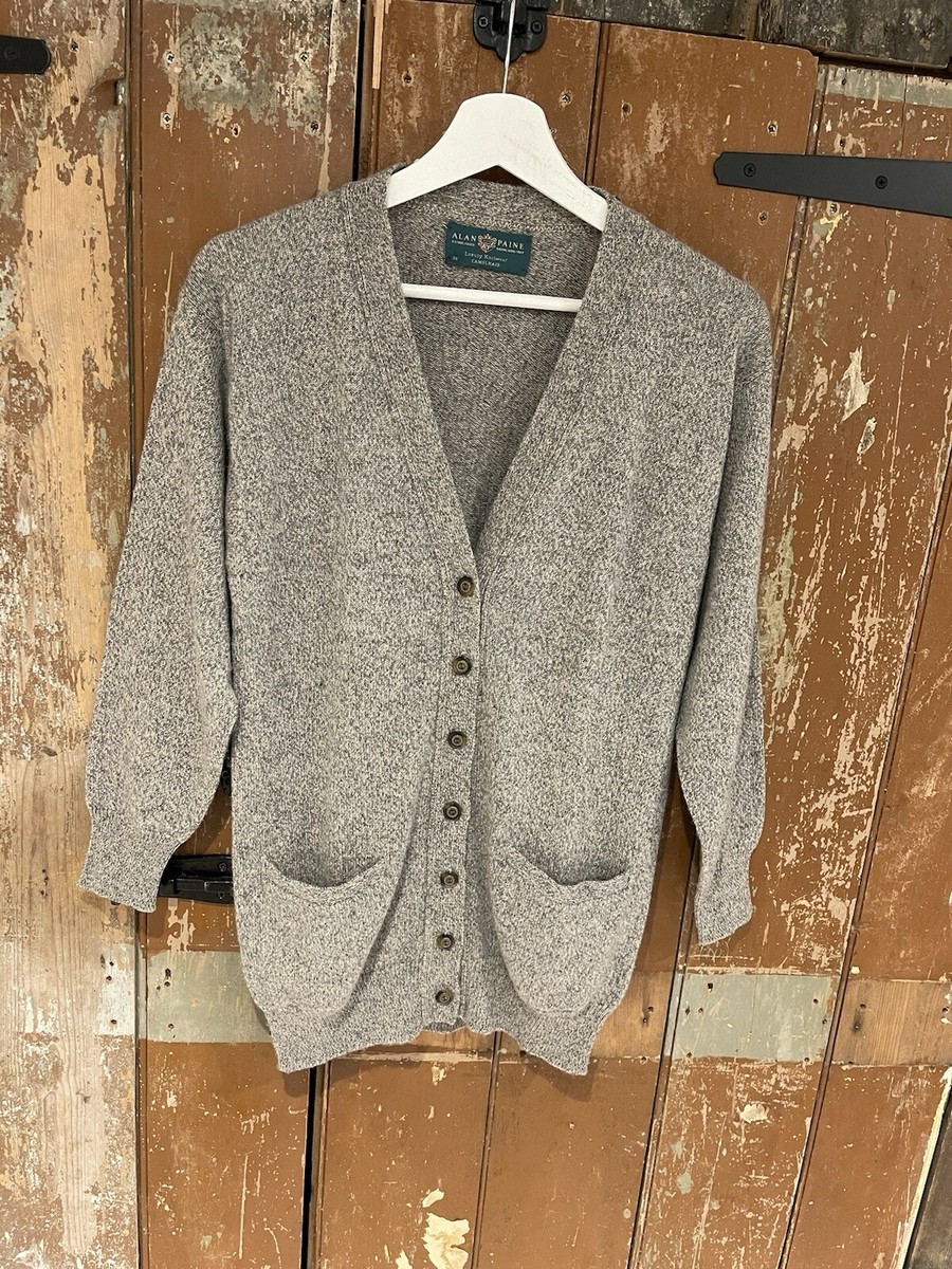 Alan Paine Pure Camelhair Cardigan Grey Mix Button-Up V-Neck