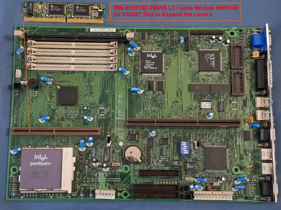 IBM MB PC 330 SERIES TYPE 6577 Board 60H9020 Socket 7+CPU+256KB L2 Cache Module - Image 4 of 4