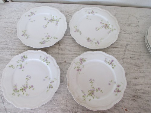 7er Set Alfred Lanternier Limoges France Salatteller Lavendelblüten Jakobsmuschel - Bild 3 von 9