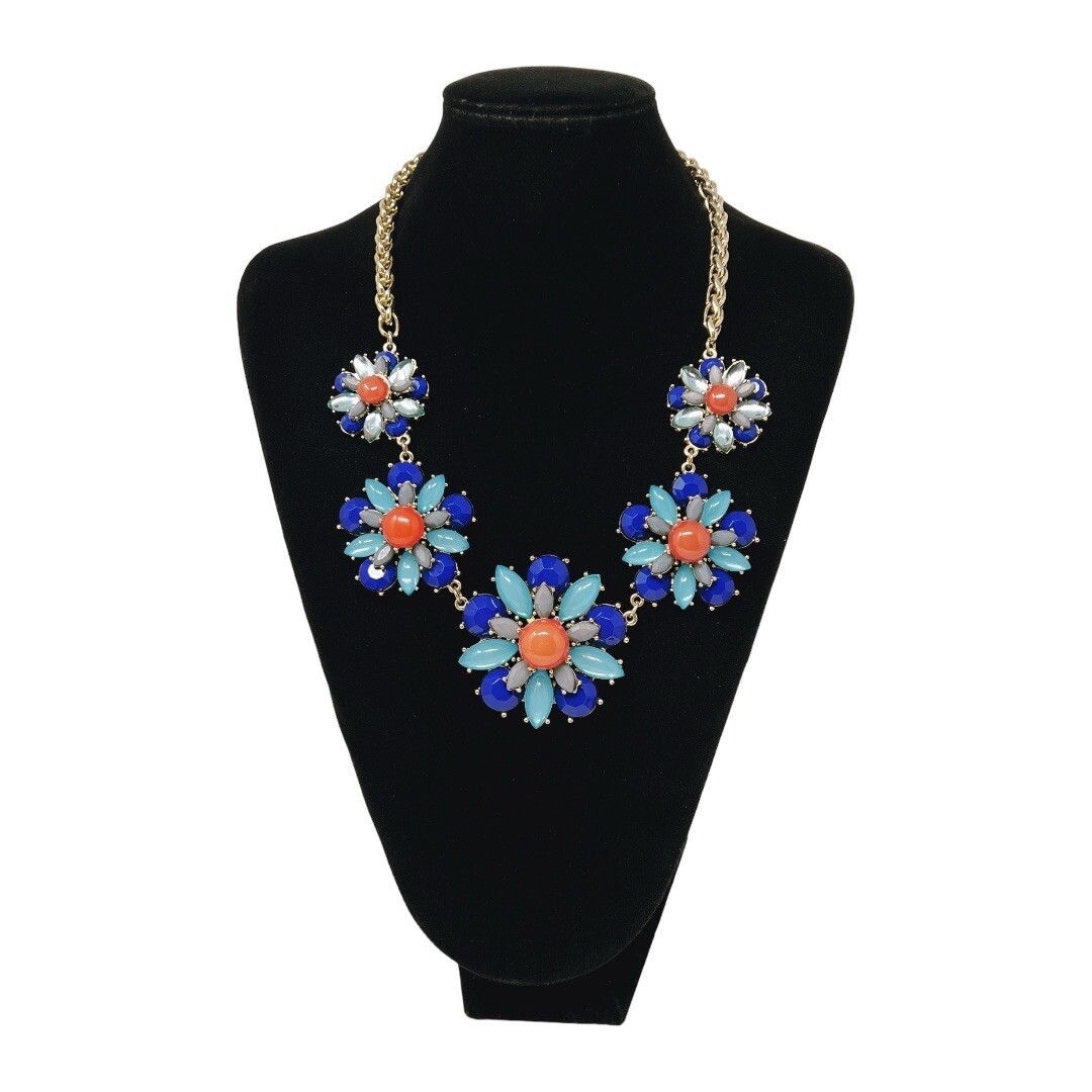 Blue Statement Necklace & Bracelet Set Carnelian … - image 2