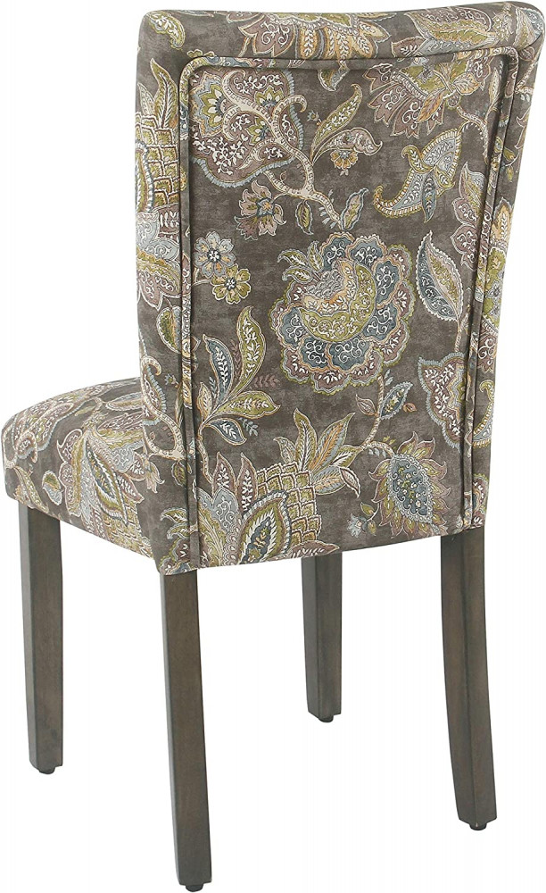 HomePop Parsons Classic Upholstered Accent Dining Chair, Set of Grey Floral 