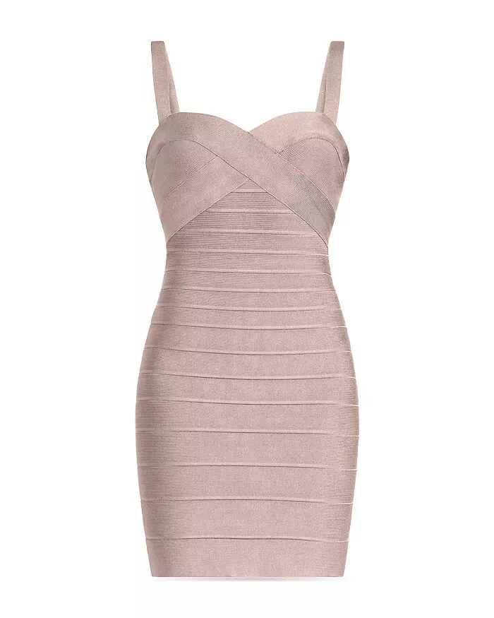 NEW HERVÉ LÉGER Strappy Bandage Minidress in Bare- Size M #D5511