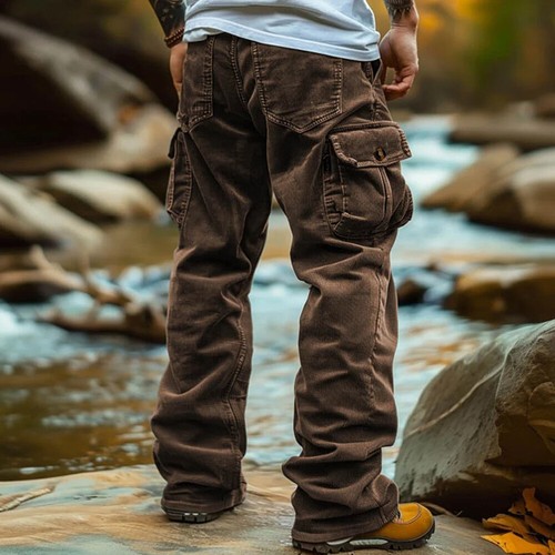 Herren Cord Freizeithose Multi-Tasche Hose Jogginghosen Vintage Laufhose Sports - Bild 13 von 13