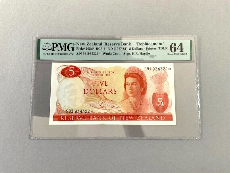 New Zealand 5 Dollars P-165d* 'Replacement' ND(1977-81)  PMG 64 - Image 2 of 4