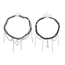 Radiants Glass Crystals Crosses Necklace Paired with Serpentines Chain