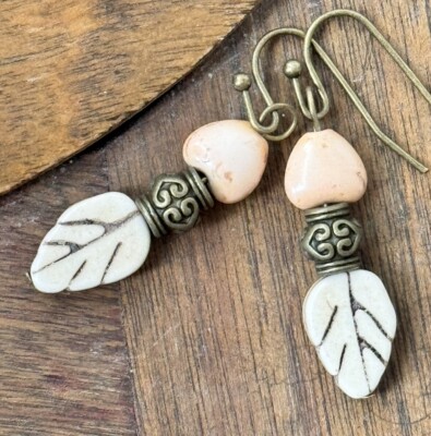Bronze and Ivory Howlite Leaves. Available In Gold or Silver Upon ...