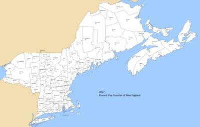 NEW ENGLAND REGION STATES COUNTIES MAP GLOSSY POSTER PICTURE PHOTO PRINT 3281