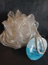 ESSENCE OF BEAUTY WHITE SHIMMERING MESH BATH SPONGE - BRAND NEW