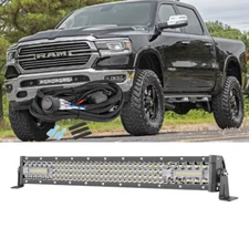 20" 450W LED Light Bar w/ Nylon Wiring Front Grill Mount For Dodge RAM Rebel