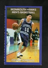 1995-96 Monmouth Hawks Basketball Pocket Schedule Northeast Conference