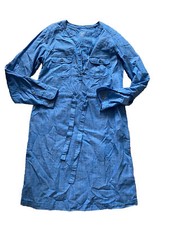 Cabela’s Dress Chambray Cotton Shirt Dress Tie Waist Shift Blue Medium