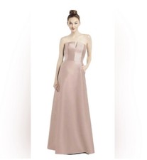 Alfred Sung Sateen Twill Strapless Dress. Toasted Sugar. 14