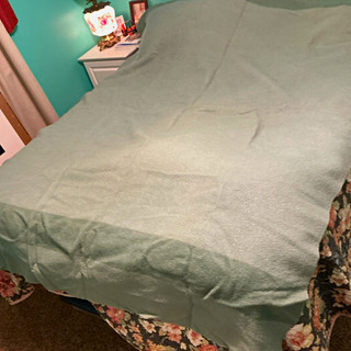 Manta doble o completa de lana Hudson's Bay Company vintage verde con rayas 66x90