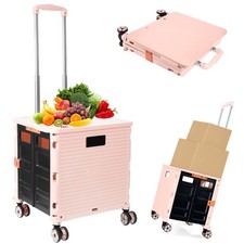 Foldable Utility Cart Folding Portable Rolling Crate Handcart Shopping Trolle...