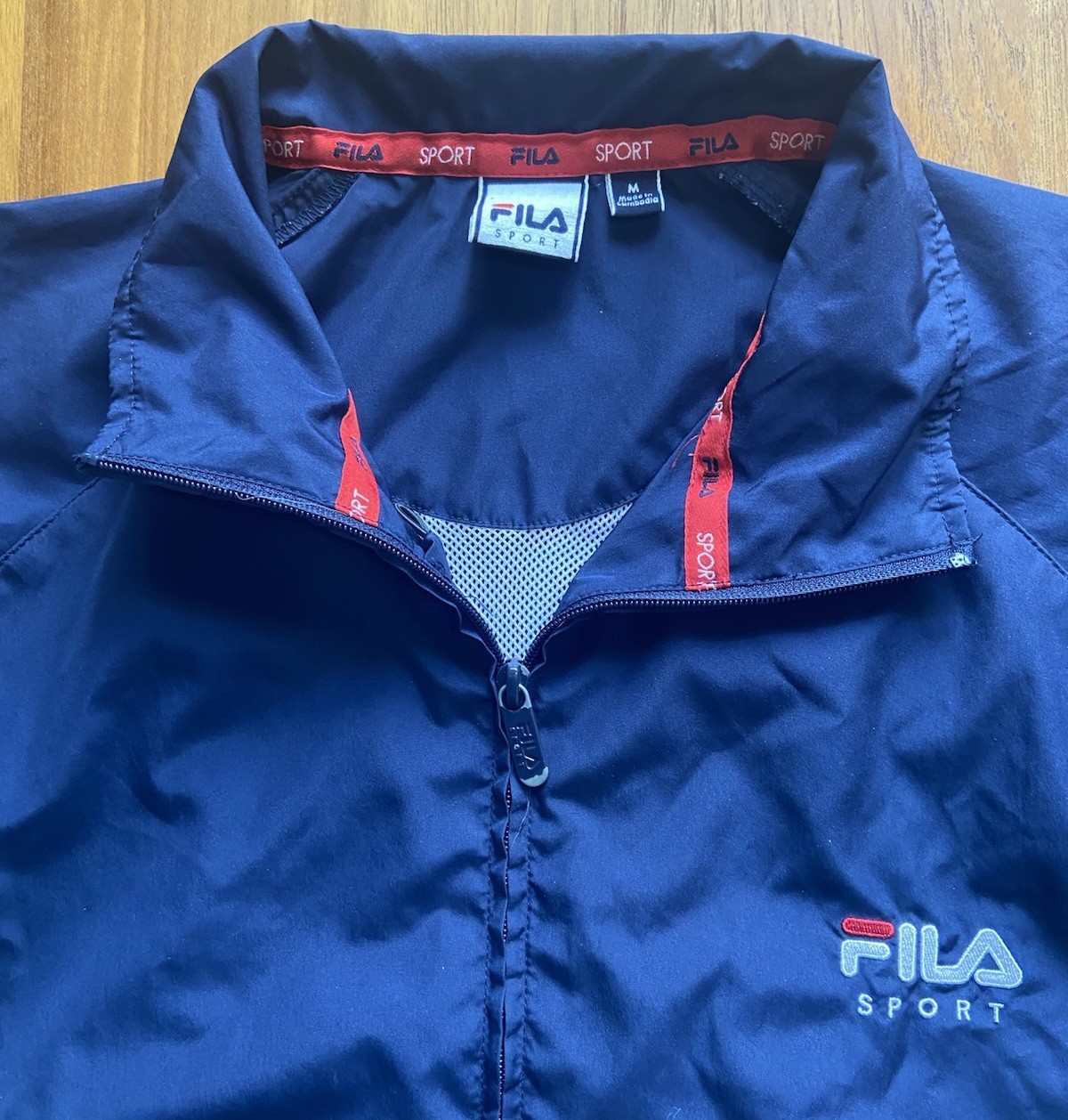 Giacca a vento Fila uomo M rossa bianca blu tennis full zip ricamata preppy