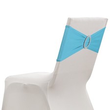 20 Pack Chair Sashes, Stretch Chair Cover Band Bows Cover Band, Lake Blue