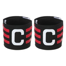 2 Pack Captain Armband Elastic Soccer Captain's Arm Band Black Rose Red