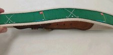 Golf Theme Belt Boys Green Ribbon Canvas Leather Size 20