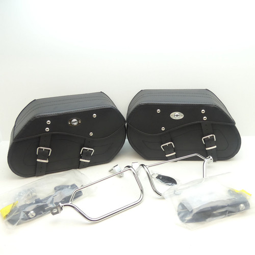 Triumph Bonneville 800 865 Saddlebags Lockable Leather Side Panniers C3215 - Picture 1 of 9