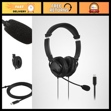 USB-C Hi-Fi Headphones with Microphone, Noise Isolation, Over-Ear Design, Black